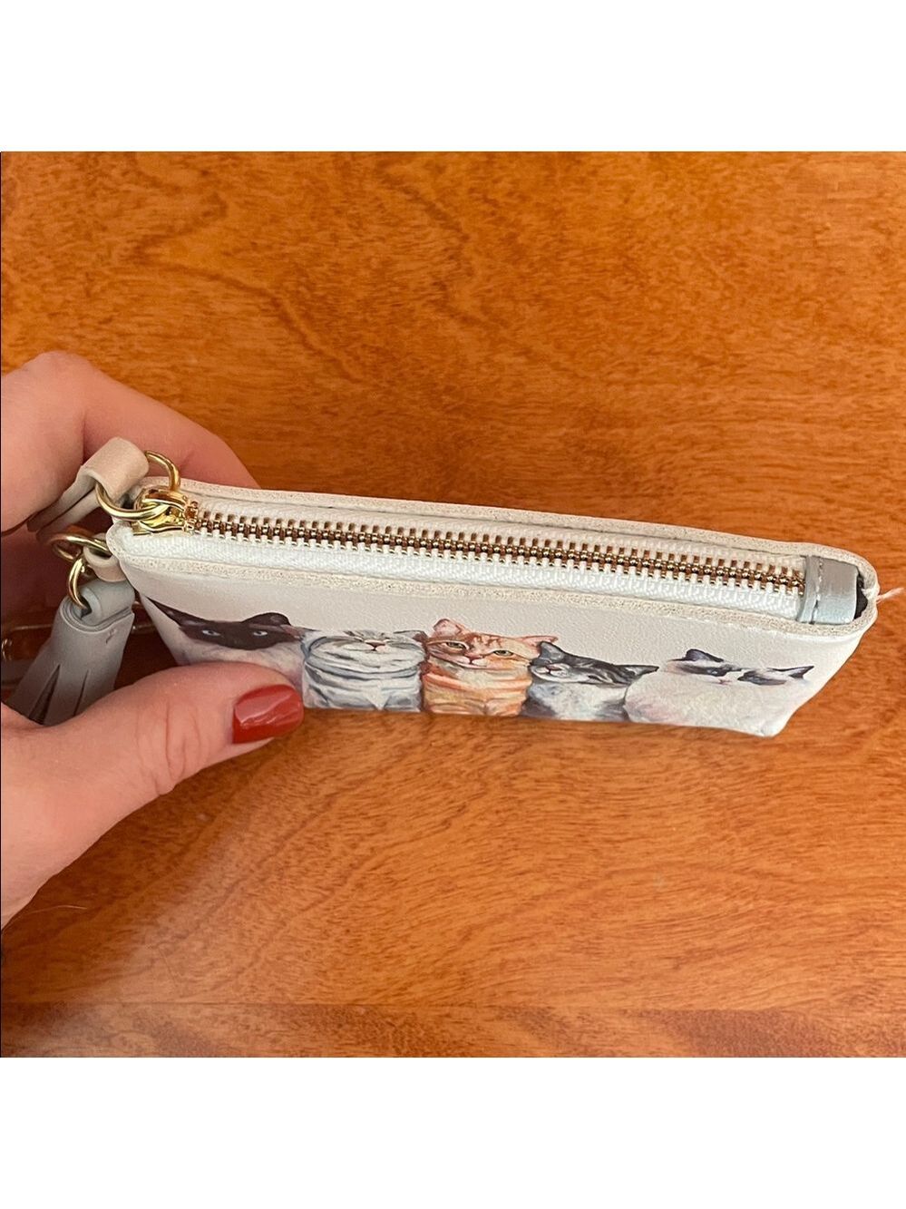 Chic Cat Print Wallet with Keychain - Picture 3 of 7